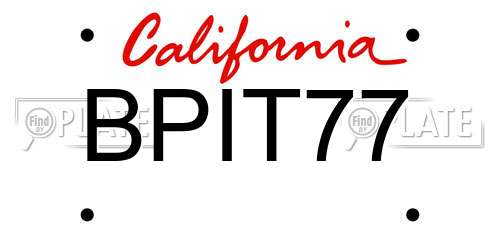 BPIT77 California License Plate