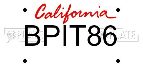 BPIT86 California License Plate