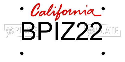 BPIZ22 California License Plate