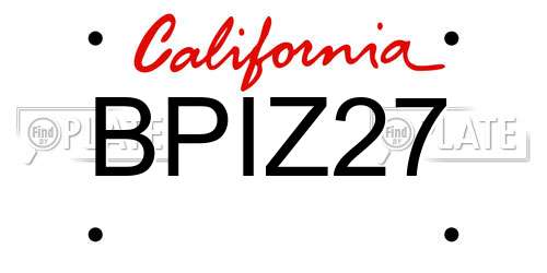 BPIZ27 California License Plate