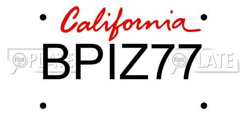 BPIZ77 California License Plate