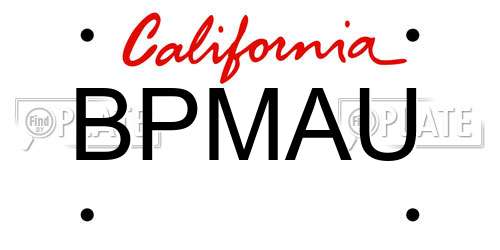 BPMAU California License Plate