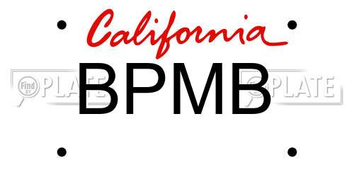 BPMB California License Plate