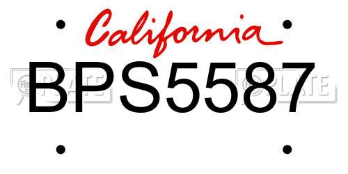 BPS5587 California License Plate