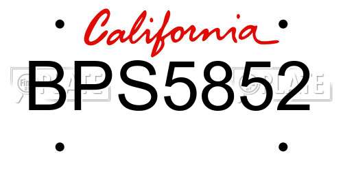 BPS5852 California License Plate