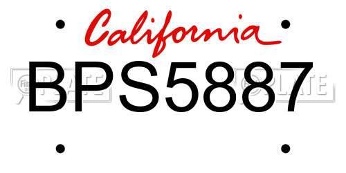 BPS5887 California License Plate