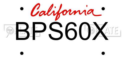 BPS60X California License Plate