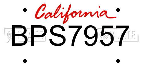 BPS7957 California License Plate
