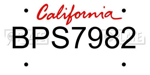 BPS7982 California License Plate
