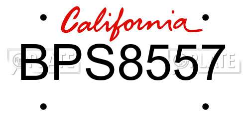 BPS8557 California License Plate