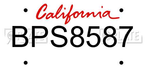 BPS8587 California License Plate