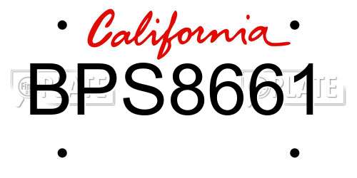 BPS8661 California License Plate