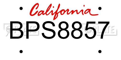 BPS8857 California License Plate