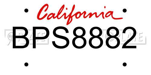 BPS8882 California License Plate