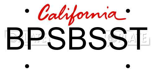 BPSBSST California License Plate