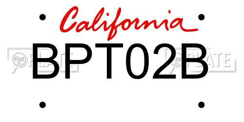 BPT02B California License Plate