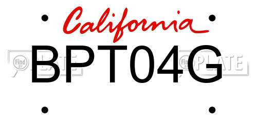 BPT04G California License Plate