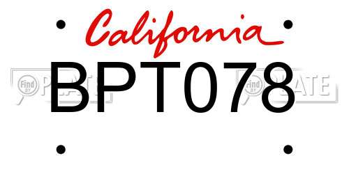 BPT078 California License Plate