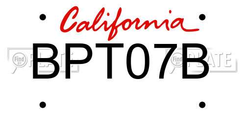 BPT07B California License Plate