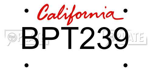 BPT239 California License Plate