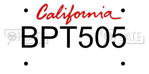 BPT505 California License Plate