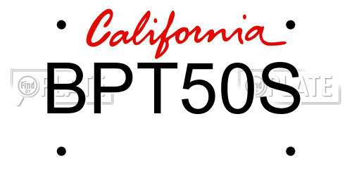 BPT50S California License Plate