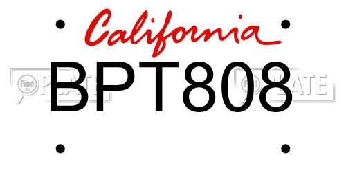 BPT808 California License Plate