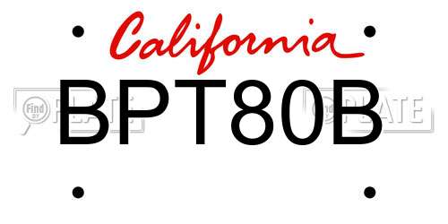 BPT80B California License Plate