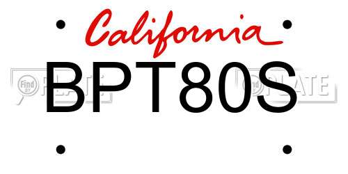 BPT80S California License Plate