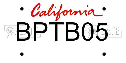BPTB05 California License Plate