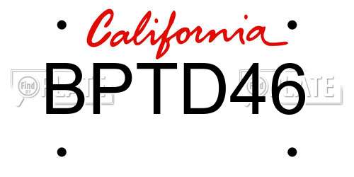 BPTD46 California License Plate