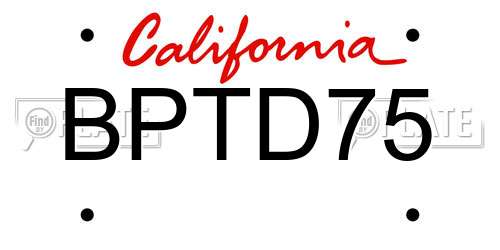 BPTD75 California License Plate