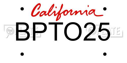 BPTO25 California License Plate