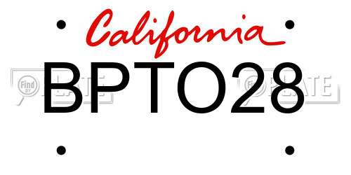 BPTO28 California License Plate