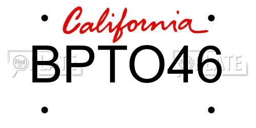 BPTO46 California License Plate