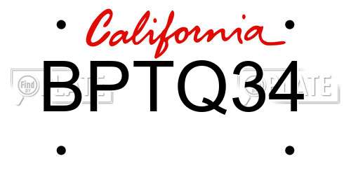 BPTQ34 California License Plate