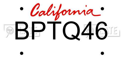 BPTQ46 California License Plate