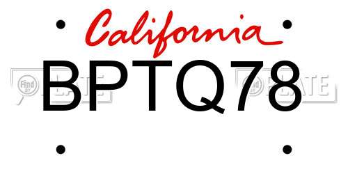 BPTQ78 California License Plate