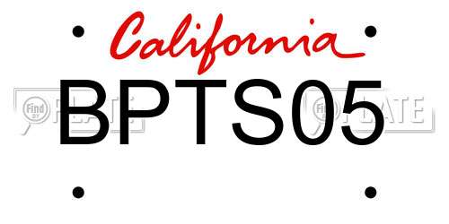 BPTS05 California License Plate