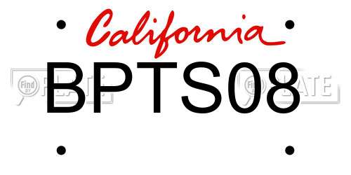 BPTS08 California License Plate