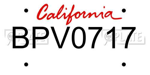 BPV0717 California License Plate