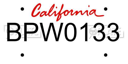 BPW0133 California License Plate