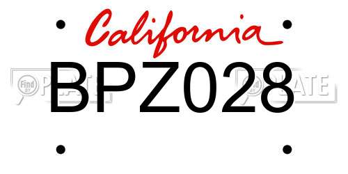 BPZ028 California License Plate