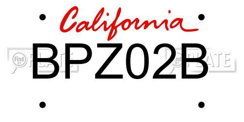 BPZ02B California License Plate