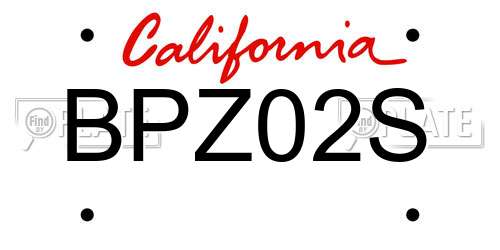 BPZ02S California License Plate