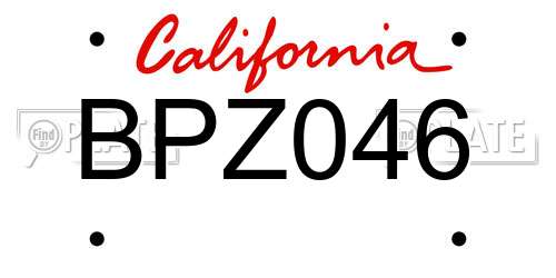 BPZ046 California License Plate