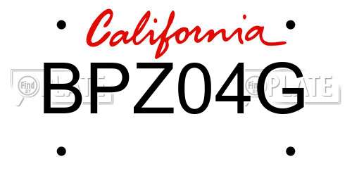 BPZ04G California License Plate
