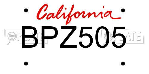 BPZ505 California License Plate