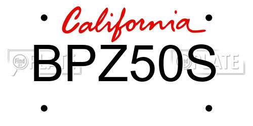 BPZ50S California License Plate