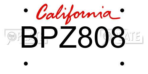 BPZ808 California License Plate